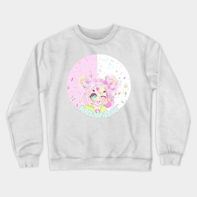 Kawaii girl Design Crewneck Sweatshirt by cremebunny